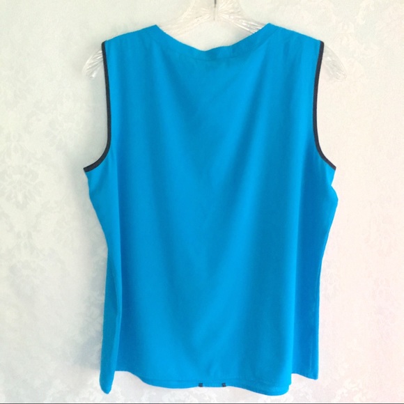 NWT Calvin Klein Blue Piped Sleeveless Blouse - Picture 8 of 8